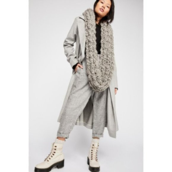 Free People Chunky Knit Cowl Scarf, Gray, One Size - Picture 4 of 5